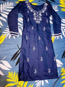 Embroidered Navy Blue Kurta and pant