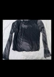 Grey Marble Print Long Sleeve Top