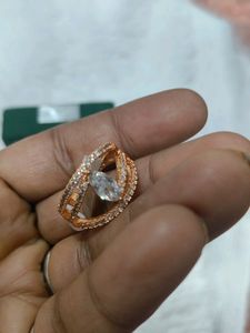 Rose Gold American Diamond Solitaire Ring