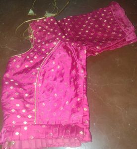 Vibrant Pink Brocade Blouse