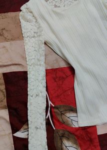 Elegant White Lace Sleeve Top