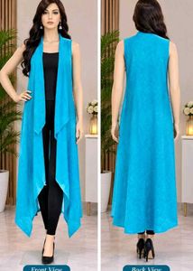 Blue Sleeveless Duster
