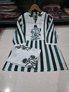 Pink Stripe Cotton Kurta Set