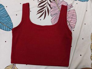 Red Square Neck Tank Top