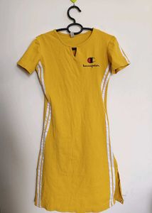 Yellow Champion Style T-Shirt Dress