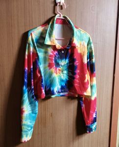 Colorful Tie-Dye Cropped Shirt