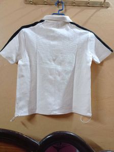 White Polo T-shirt with Black Stripes