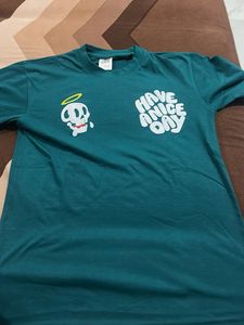 Teal "Have A Nice Day" Skull T-Shirt