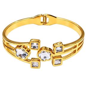 Elegant Gold Tone Bracelet with Crystals