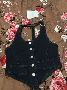 Denim Vest with Buttons