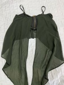 Flowy Olive Green Crop Top