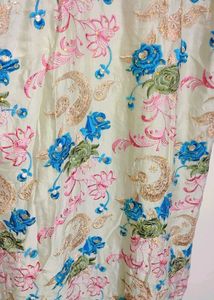 Off White Blue Pink Flower Print Suit