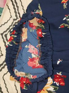 Navy Blue Floral Maxi Skirt
