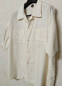 Men's off white oversized Short Sleeve Shirt