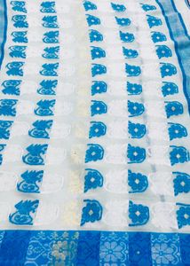 Baby Blue Color Pure Cotton Taant Saree