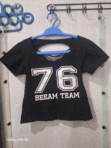 Graphic Print Cutout Back T-Shirt