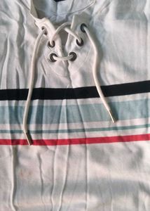 Men's Striped Lace-Up T-Shirt