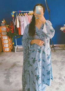Ligh c green Floral Print Kurta Set palazo duppata
