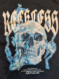 Black Graphic T-Shirt with Skull Print