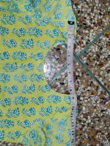 Yellow Kurta with Blue Floral Print