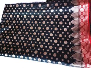 Elegant Black &amp; Red Banarasi Silk Saree