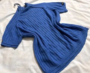 🎁Cozy Blue Ribbed Knit Sweater O