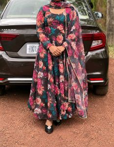 Floral Printed Organza Anarkali Kurta set