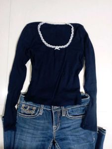Navy lacy top