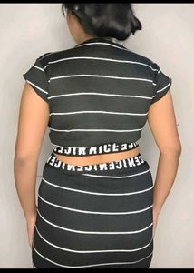 Striped Crop Top and Skirt Set