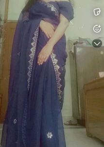 Navy Blue Georgette Saree