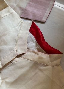 Cream Kurta with Red Accents