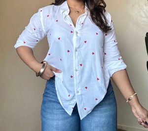 Cute White Shirt with Red Hearts