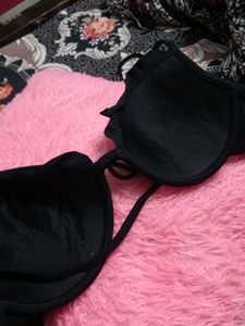 Stylish Black Ruffled Halter Bikini / Bralette Top