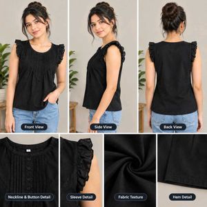 ✨ Black Ruffle Sleeve Pleated Top ✨