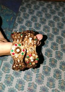 Exquisite Embellished Gold Bangles