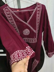 Maroon Kurta with Mirror Work