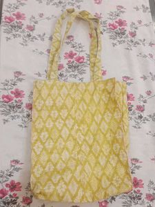 Yellow Floral Print Tote Bag