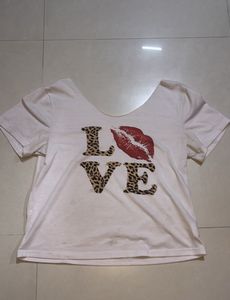 White "Love" Lip Print T-Shirt