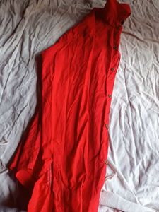 Vibrant Red Button-Up Shirt