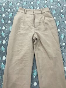 Elegant Beige Wide Leg Trousers