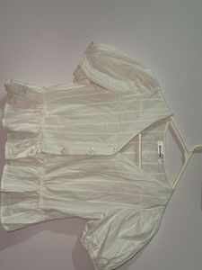Chic White Puff Sleeve Peplum Top