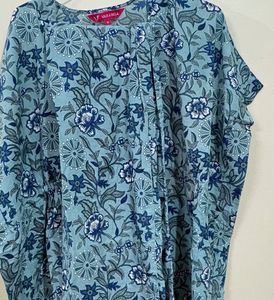 Blue Floral Print kaftaan kurta set