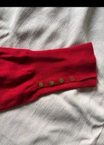 Red Sweater Top with Gold Button| Brand new