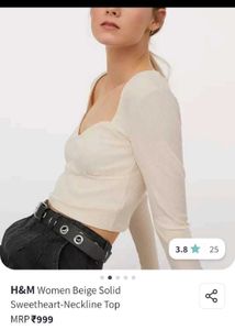 H&amp;M Beige Sweetheart Top