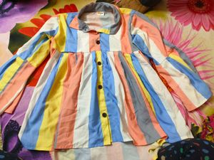 Colorful Striped Button-Up Tunic