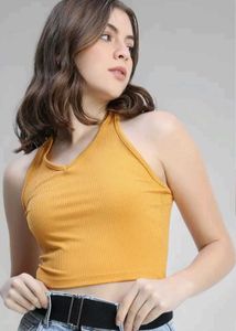 Ribbed Halter Neck Crop Top