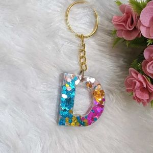 Letter D Glitter Keychain