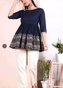 Stylish Blue Kurta with Border Print