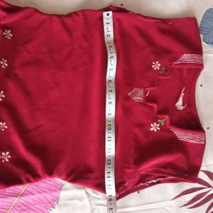 Red Embroidered Kurta with dupatta