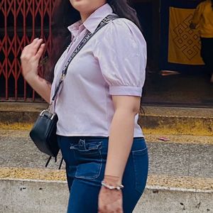 Sparkling Cropped Collared Top